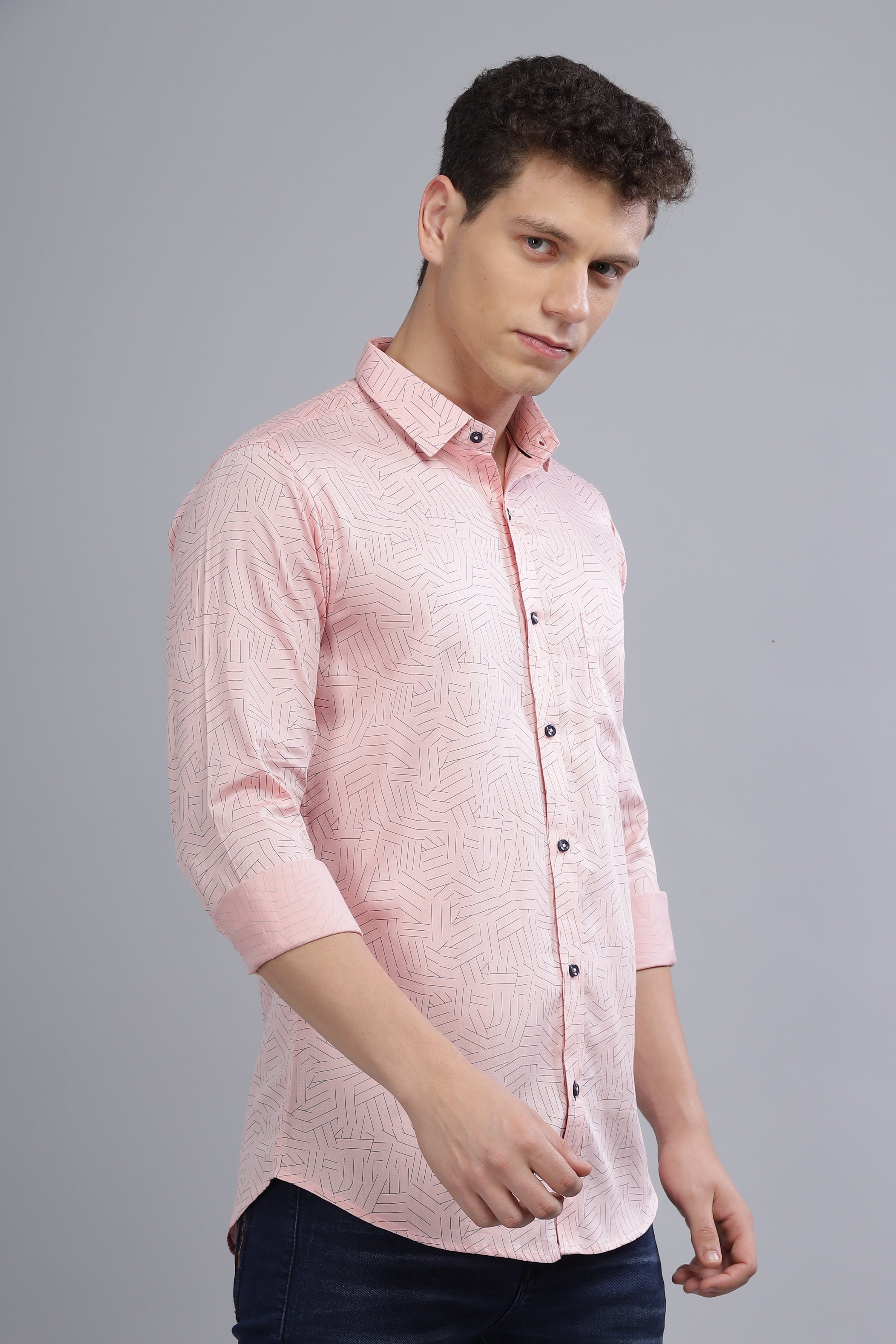 Pink Lines Printed Shirt