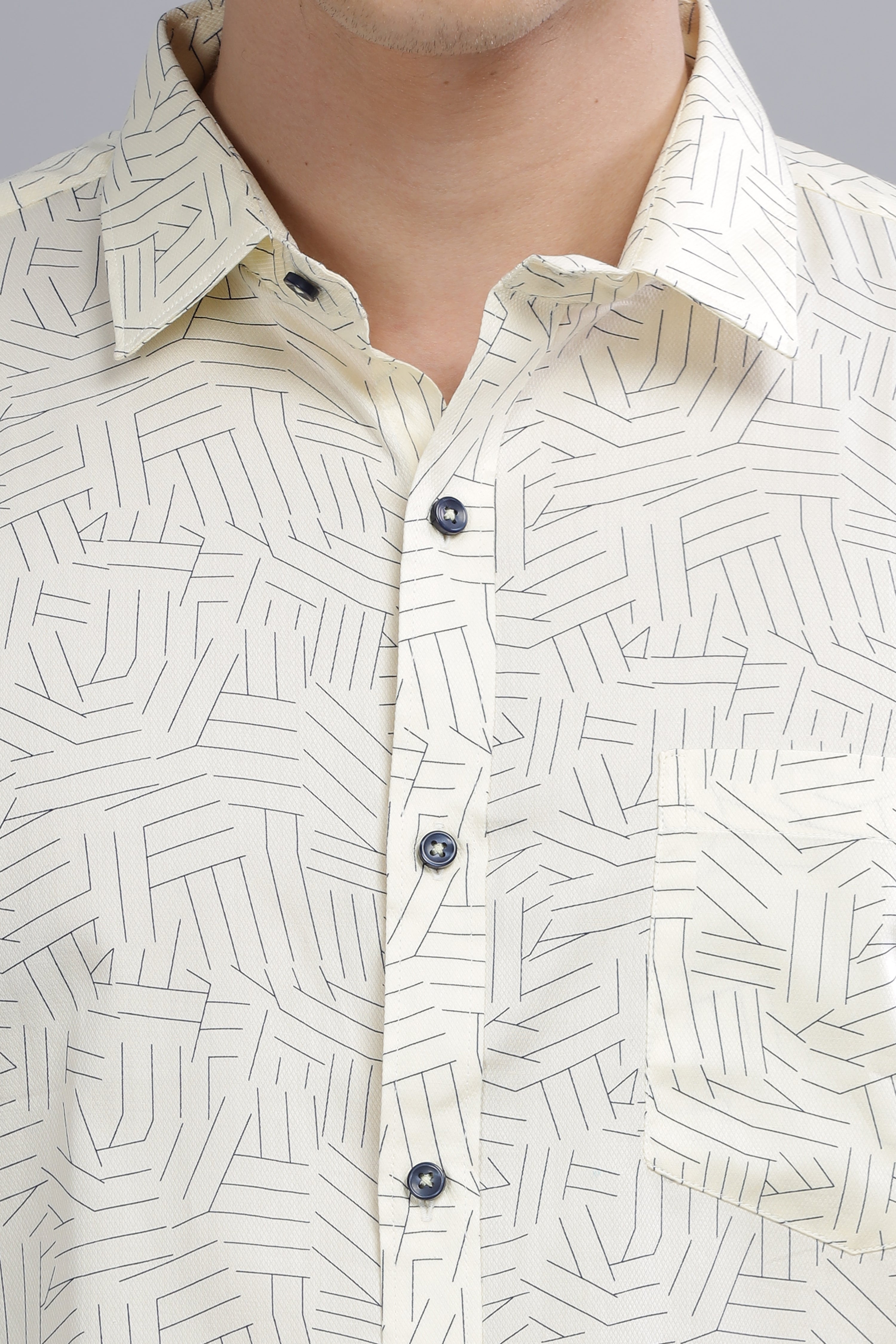 Beige Lines Printed Shirt