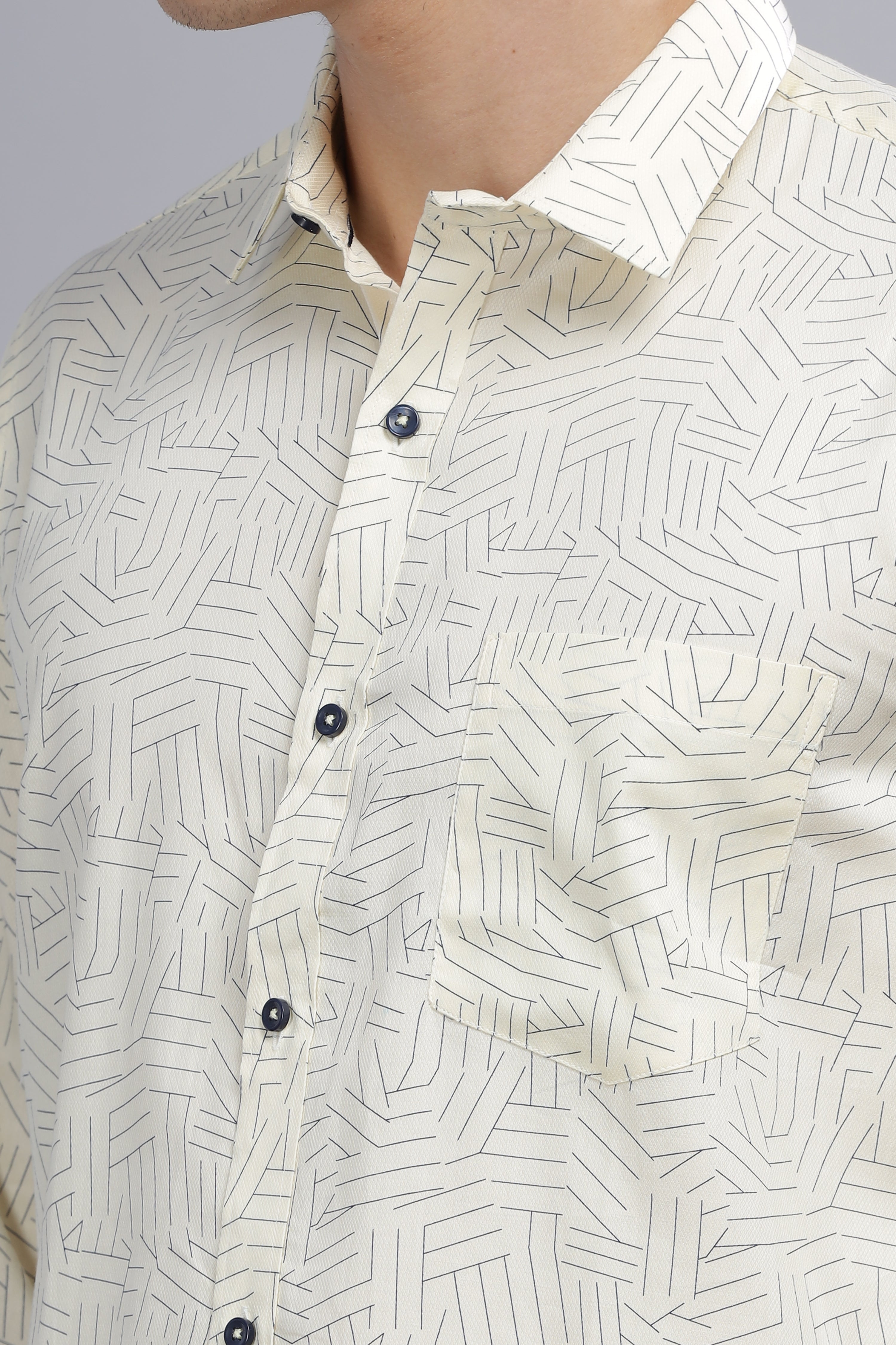 Beige Lines Printed Shirt