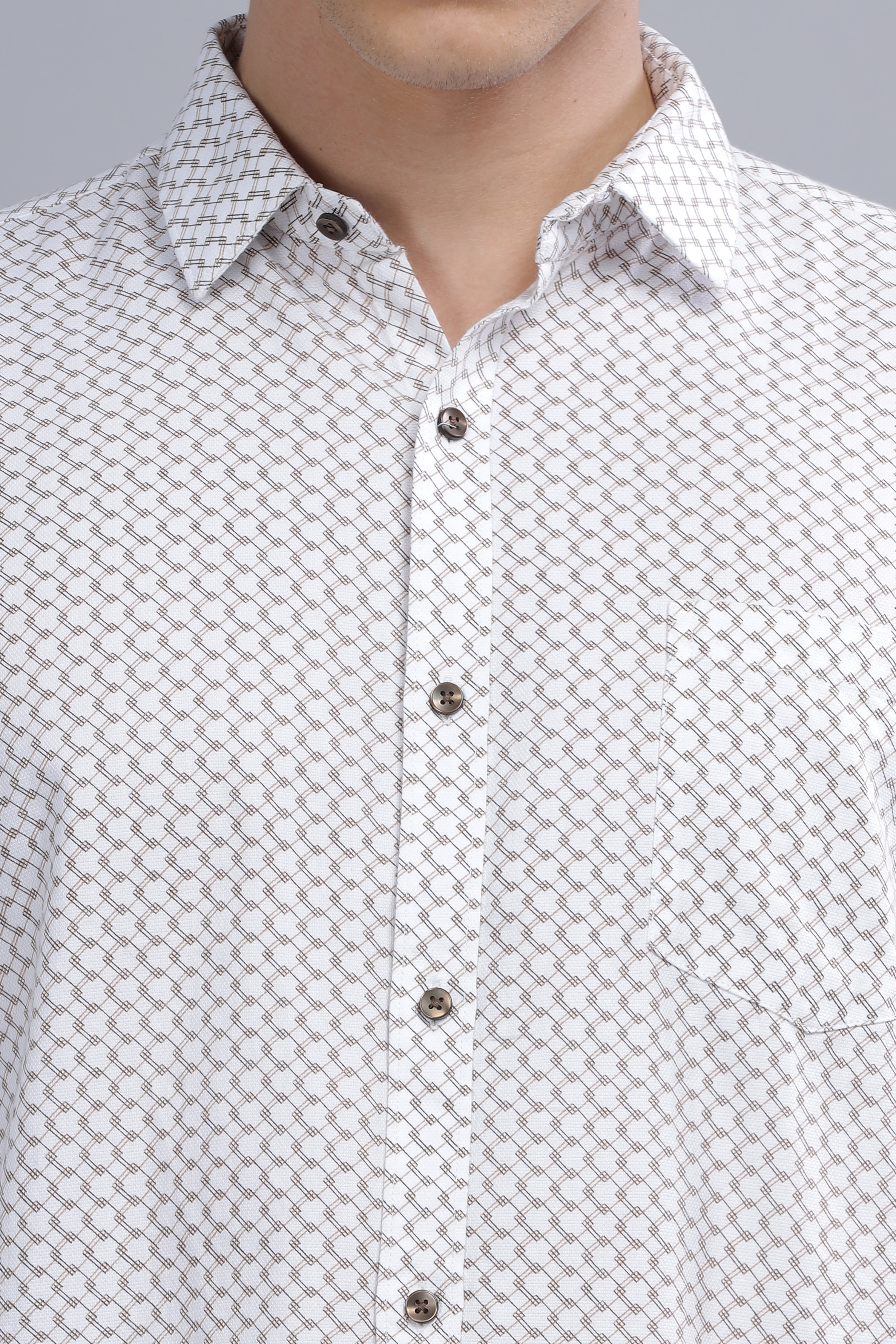 Square Printed Beige Shirt