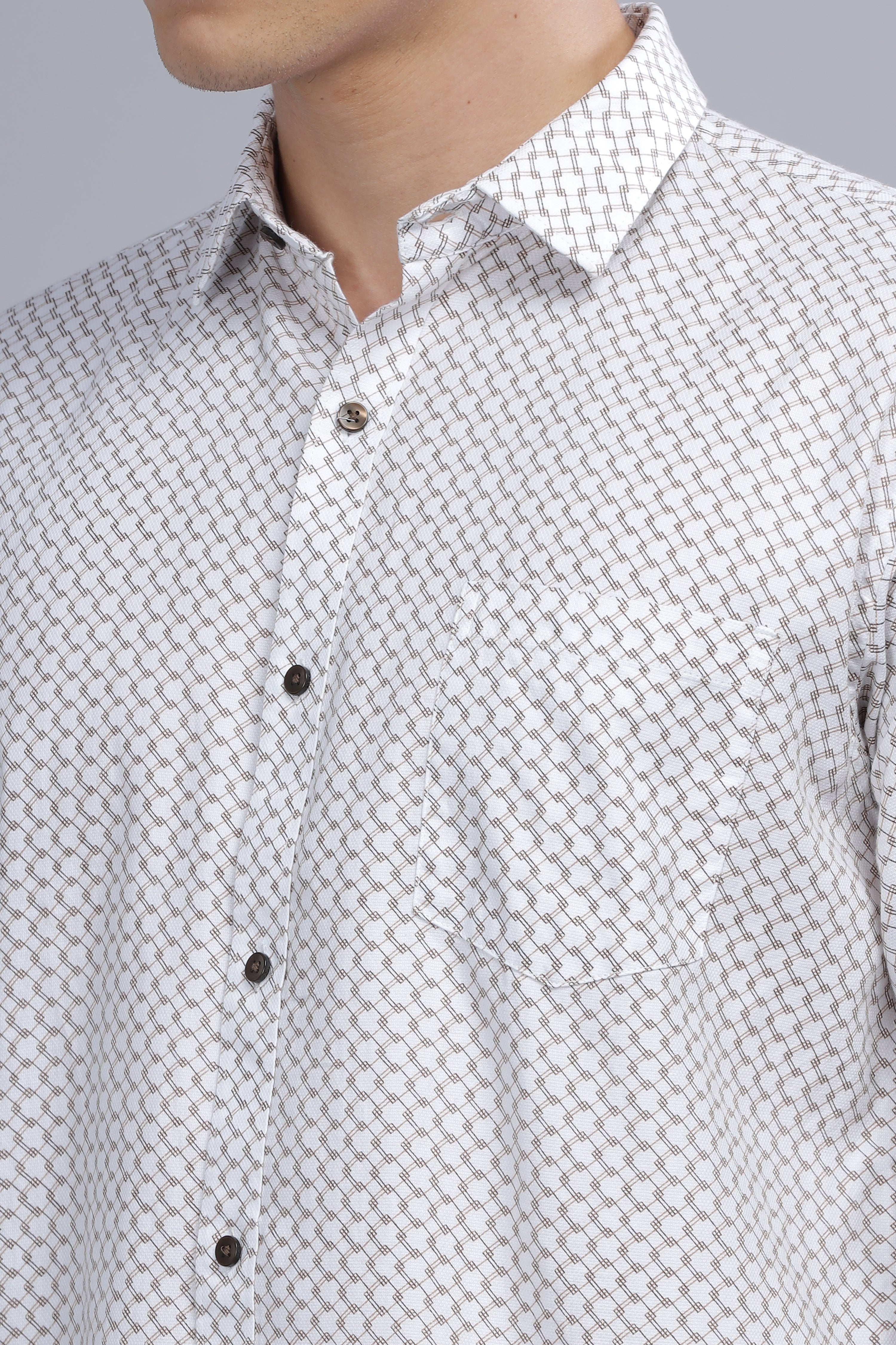 Square Printed Beige Shirt