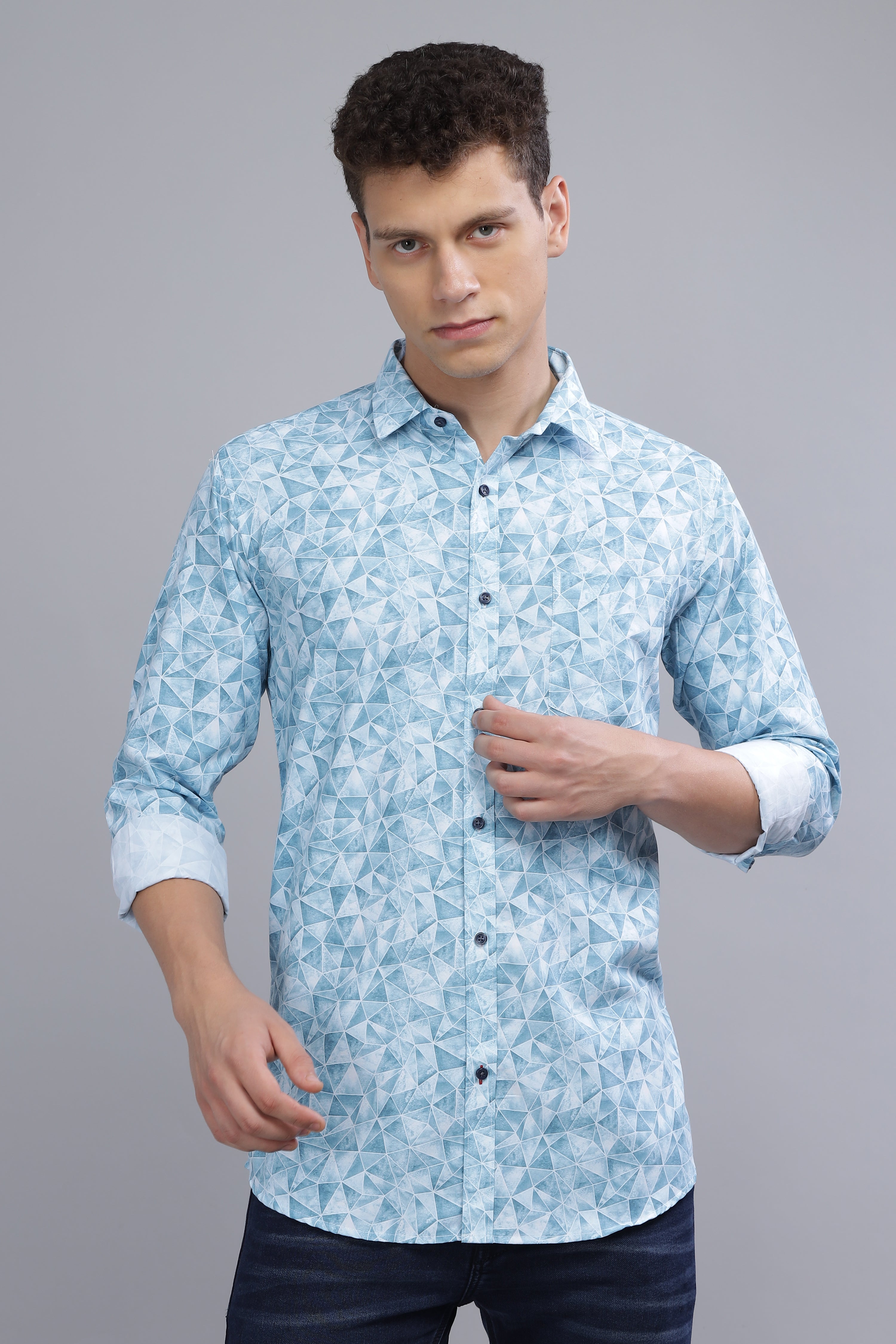 Diamond Printed Blue shirt