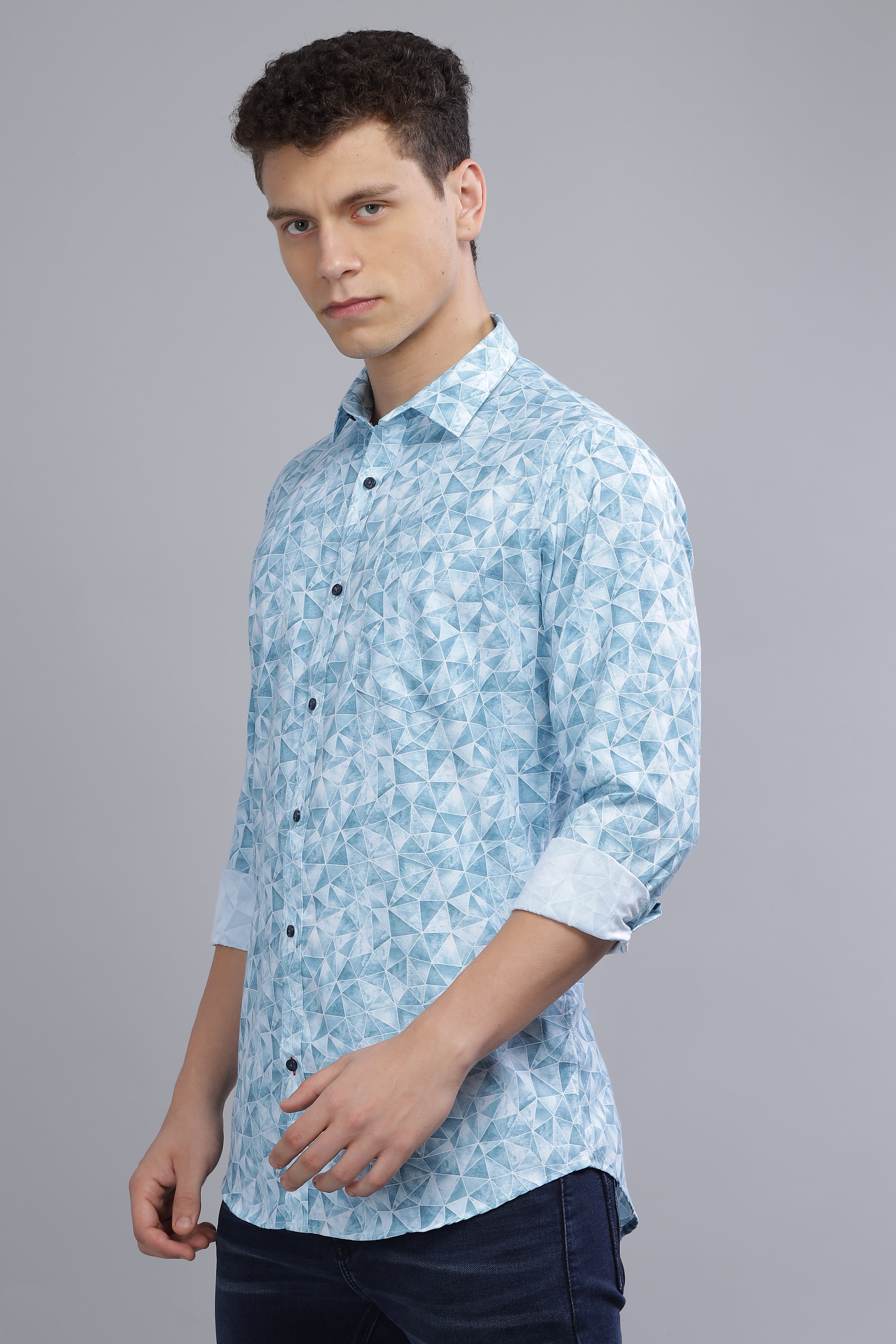 Diamond Printed Blue shirt