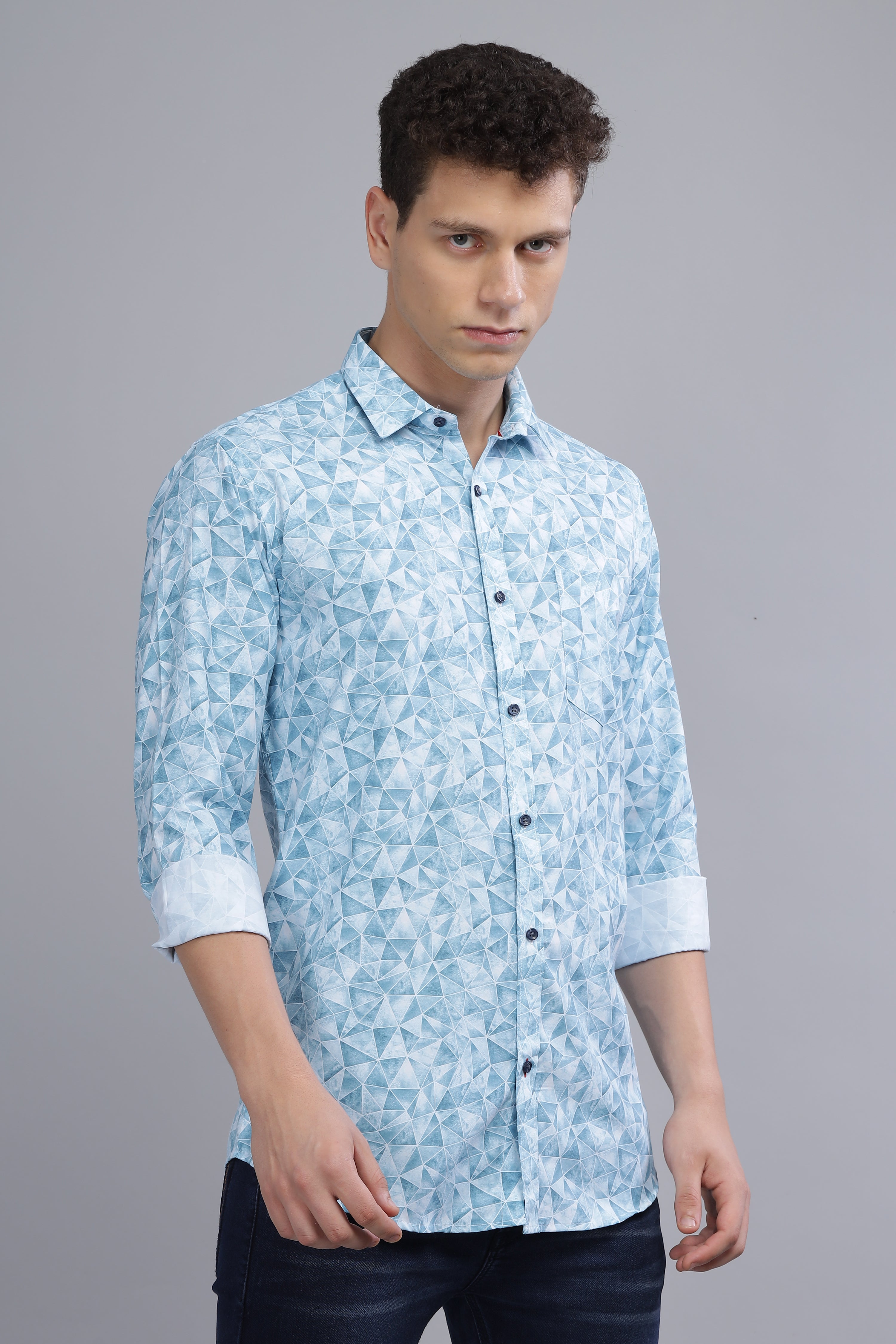 Diamond Printed Blue shirt