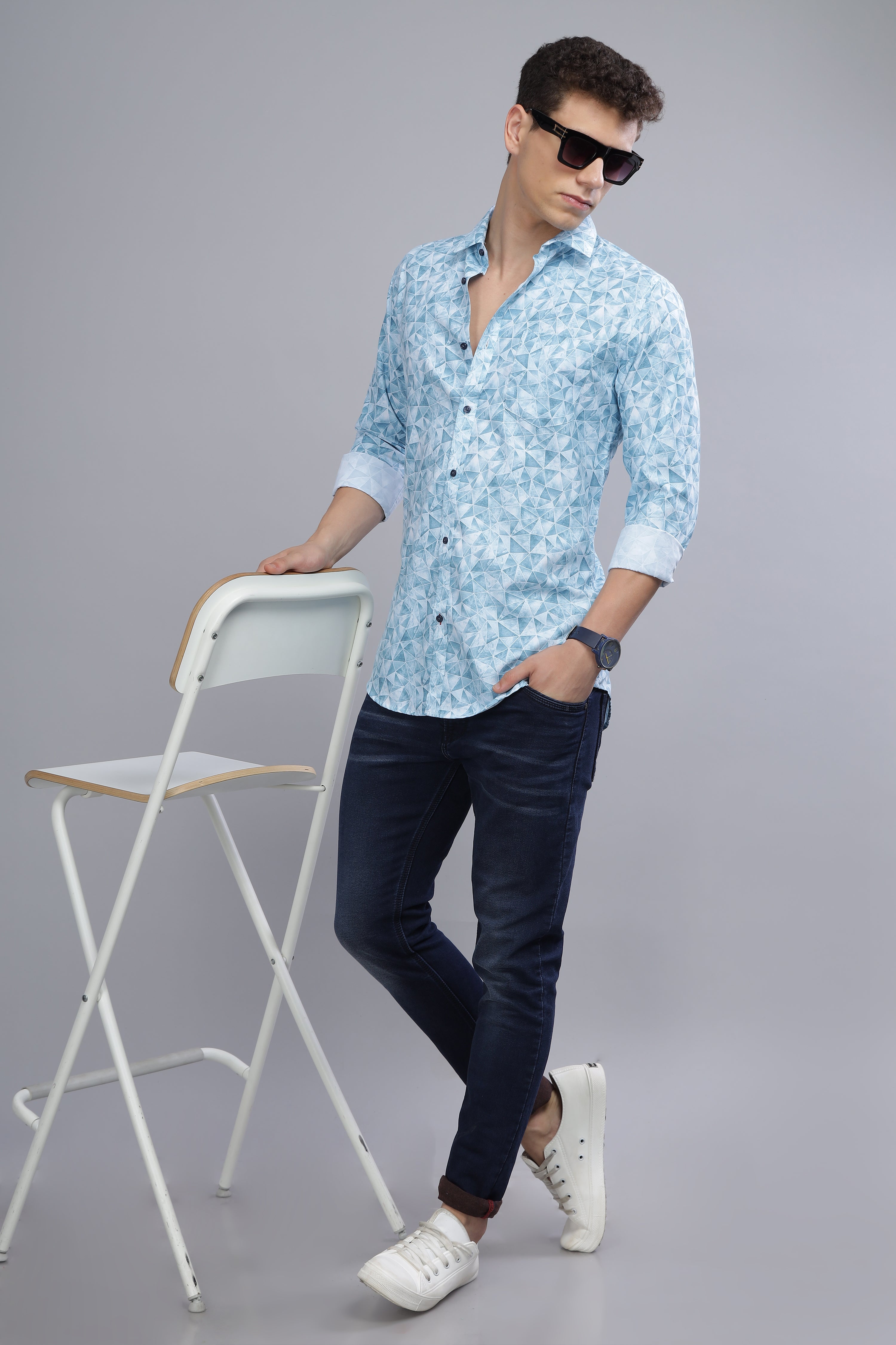 Diamond Printed Blue shirt