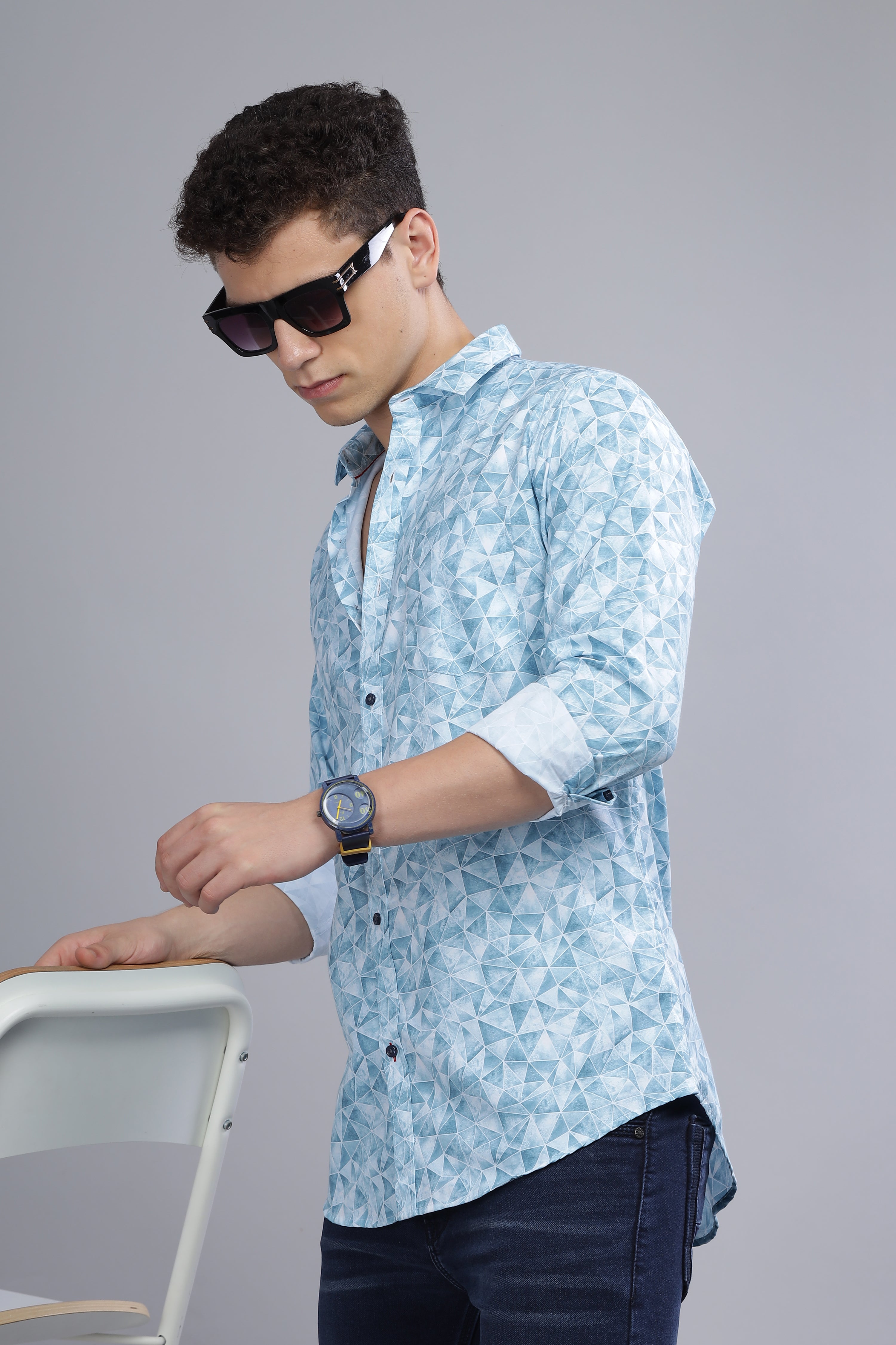 Diamond Printed Blue shirt