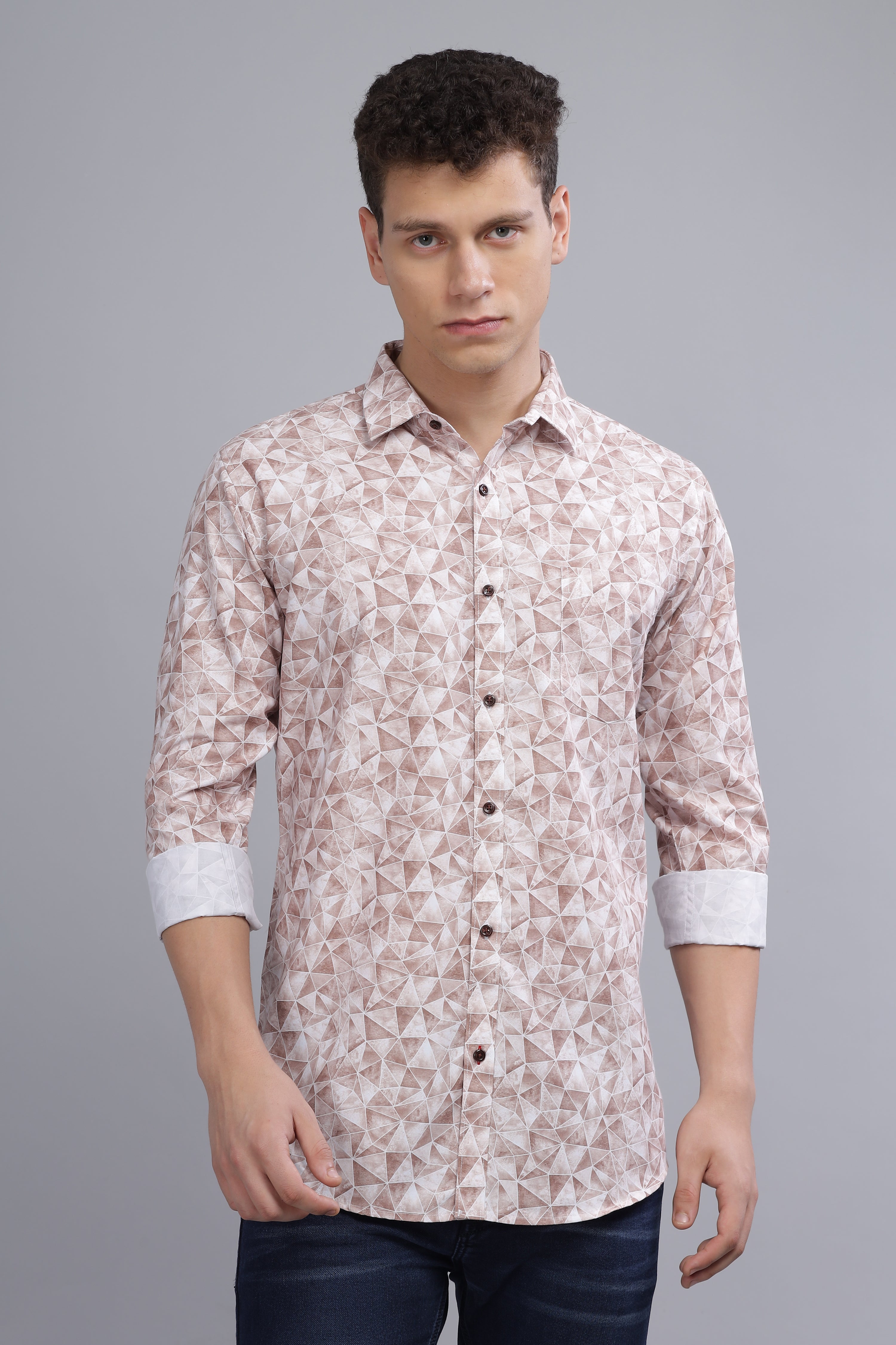 Diamond Printed Brown shirt