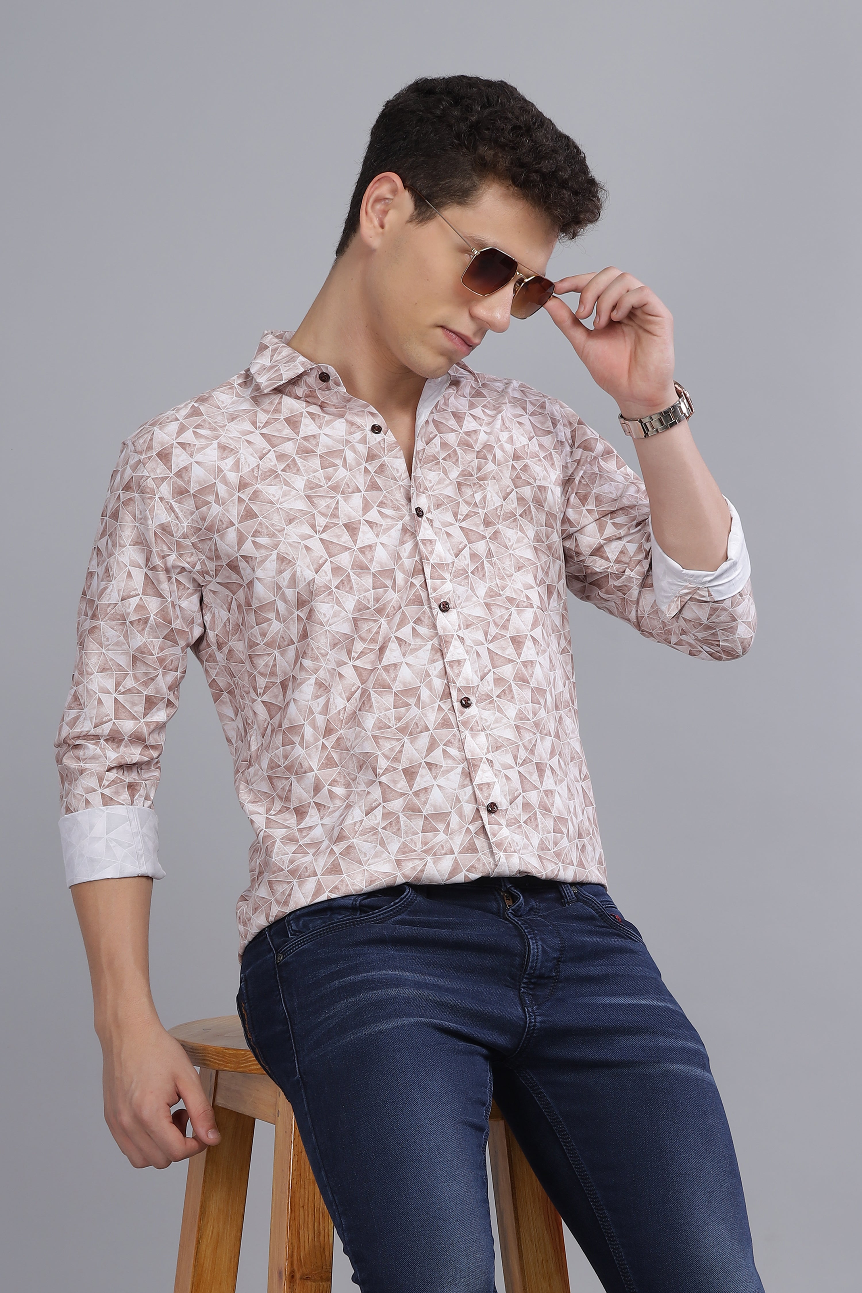 Diamond Printed Brown shirt