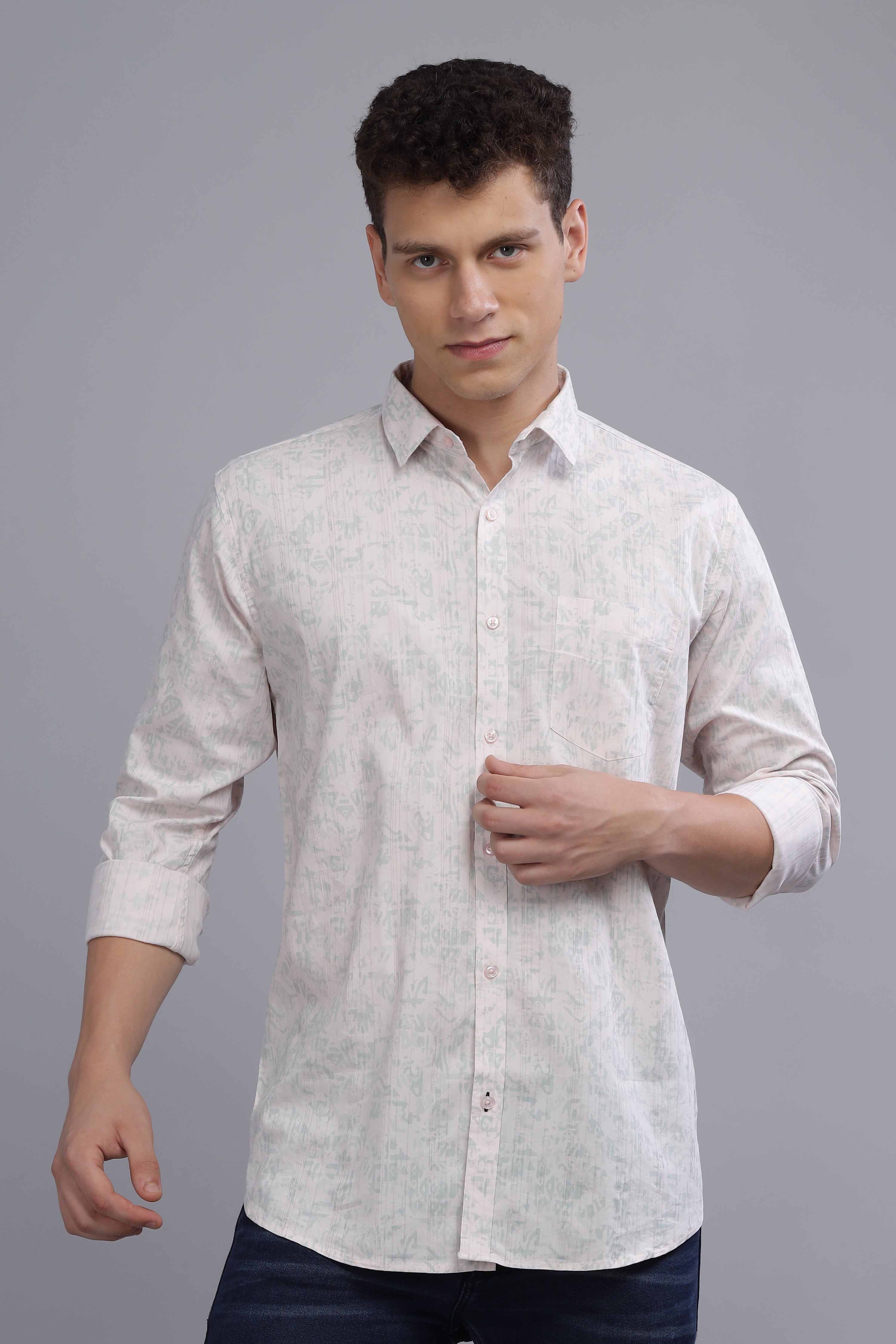 White Shaded Print Shirt