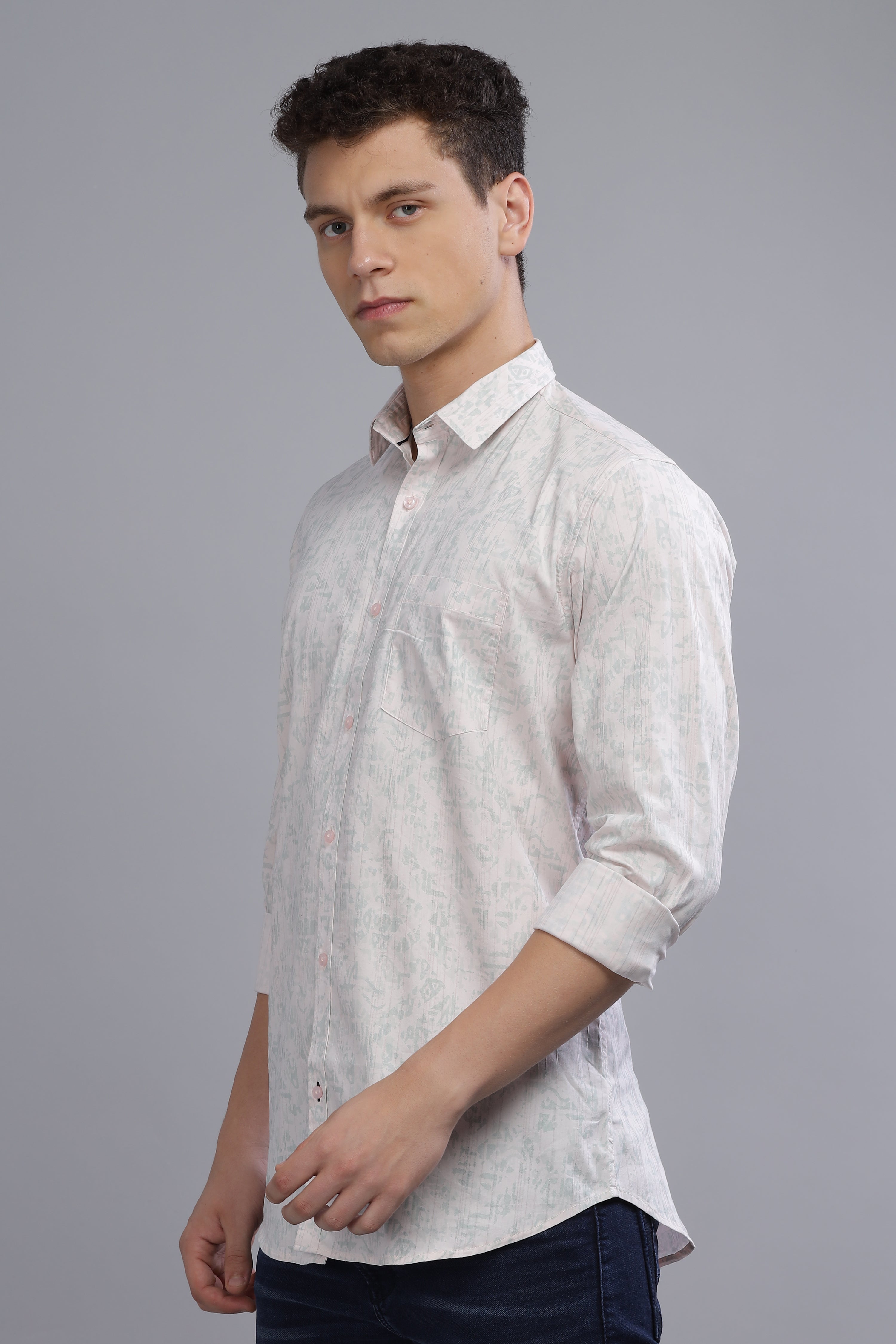 White Shaded Print Shirt