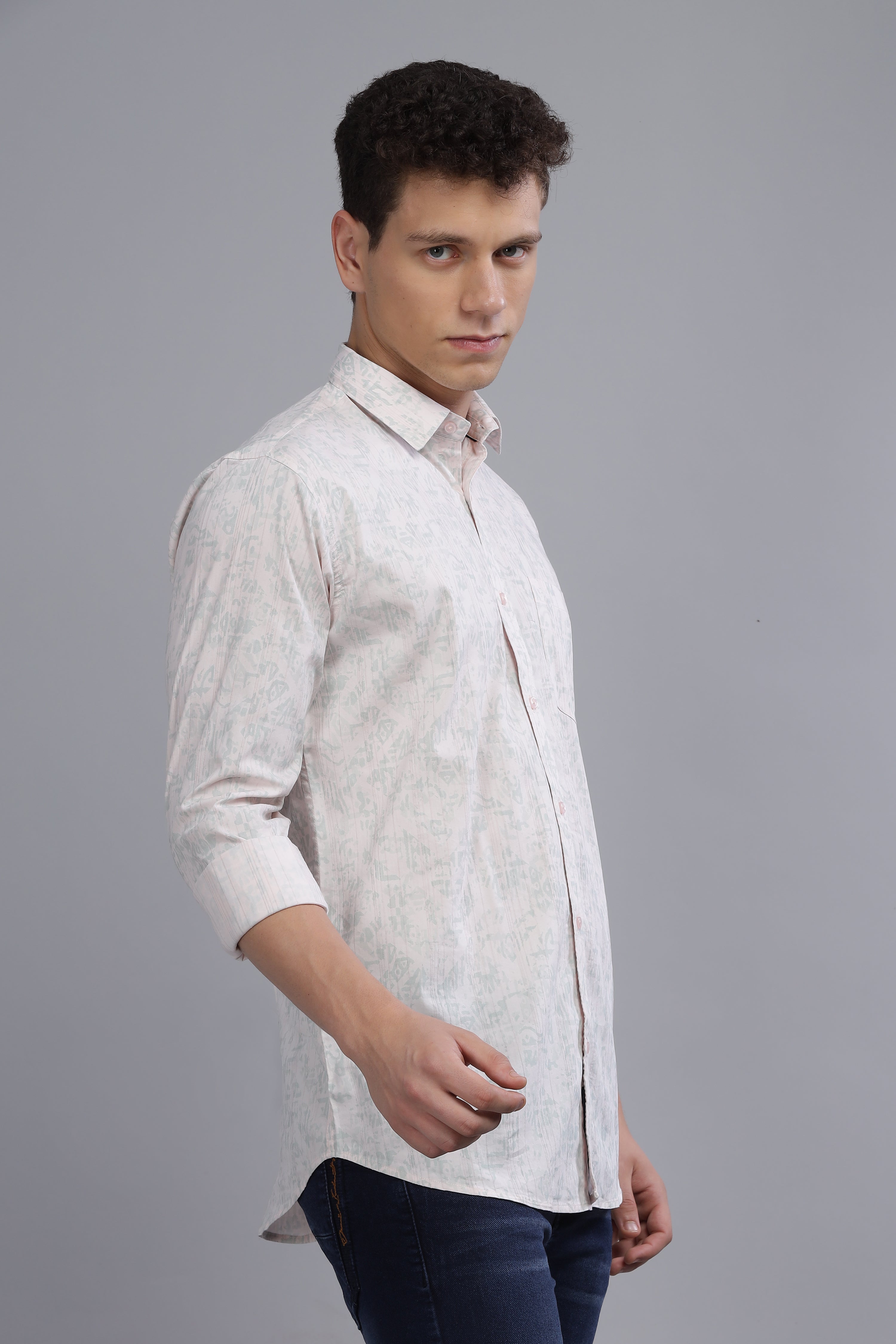 White Shaded Print Shirt