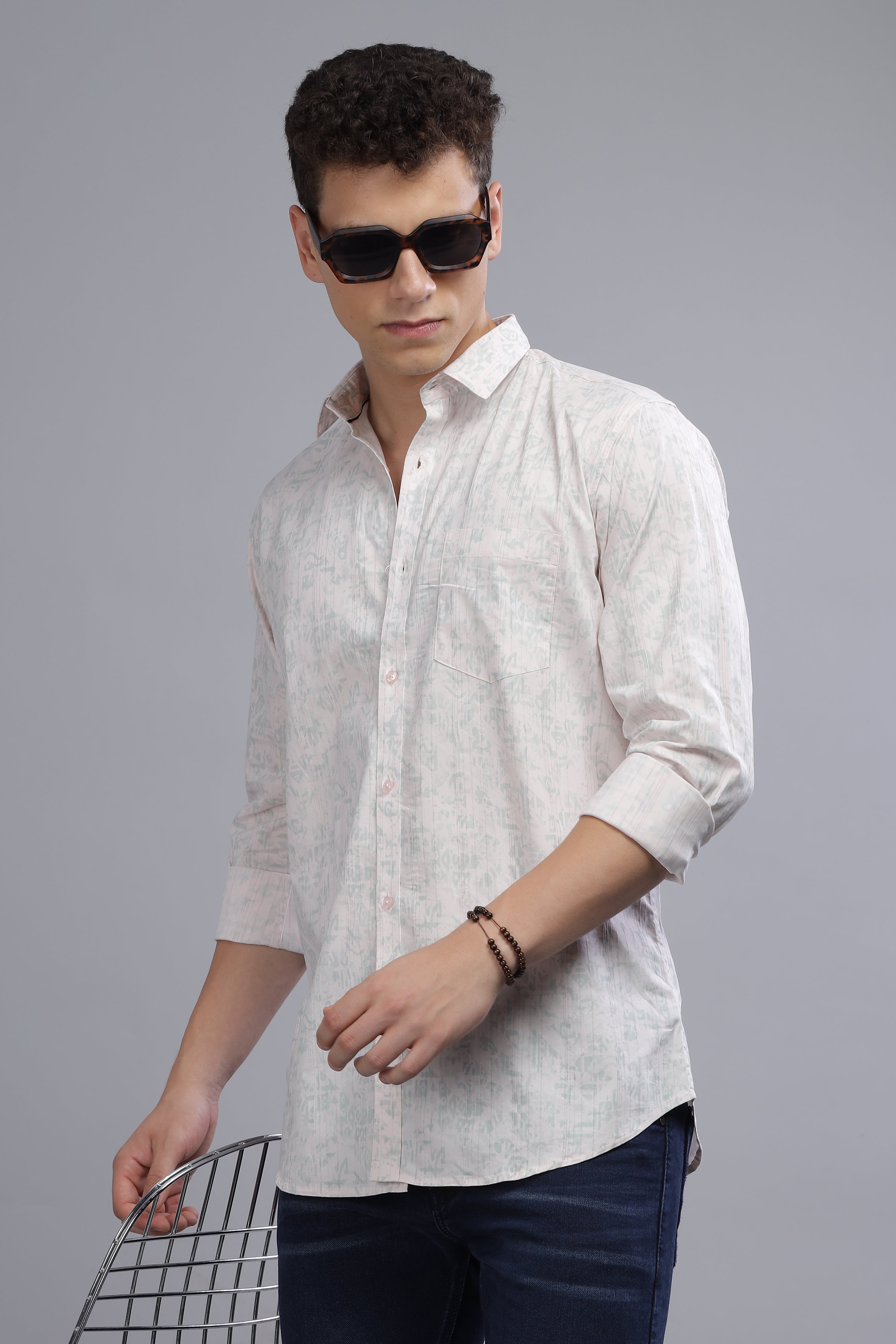 White Shaded Print Shirt