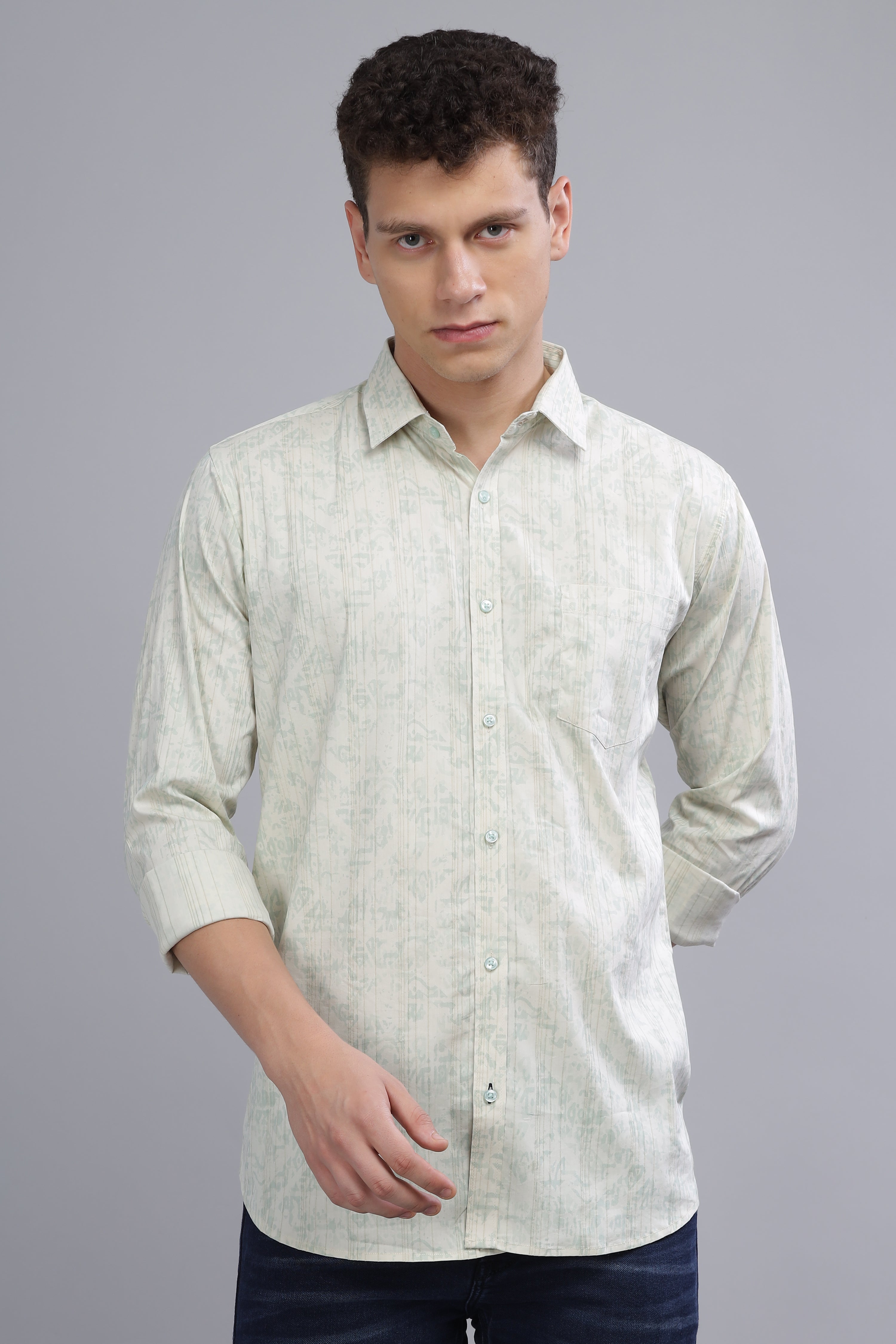 Beige Color Shaded Print Shirt