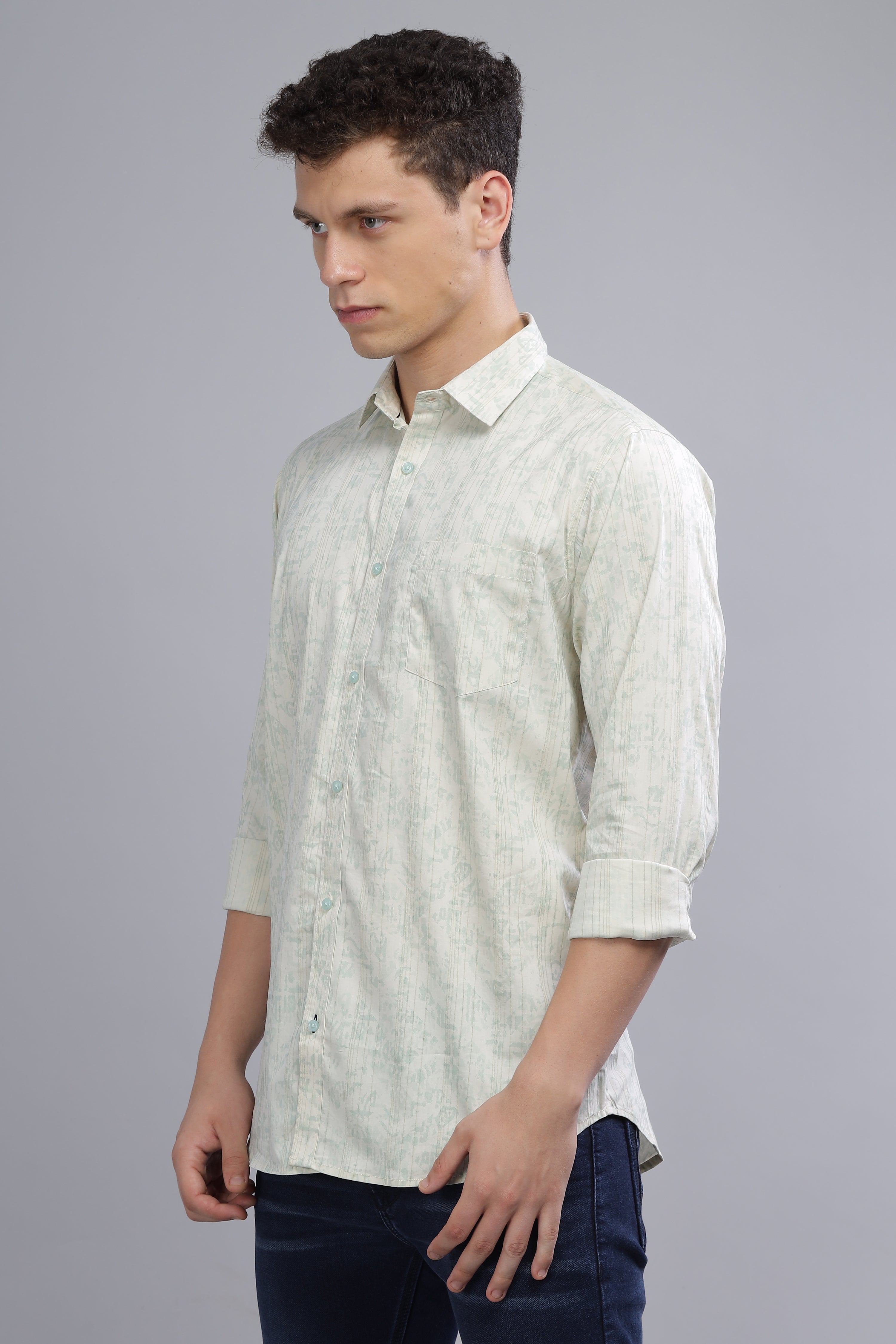 Beige Color Shaded Print Shirt