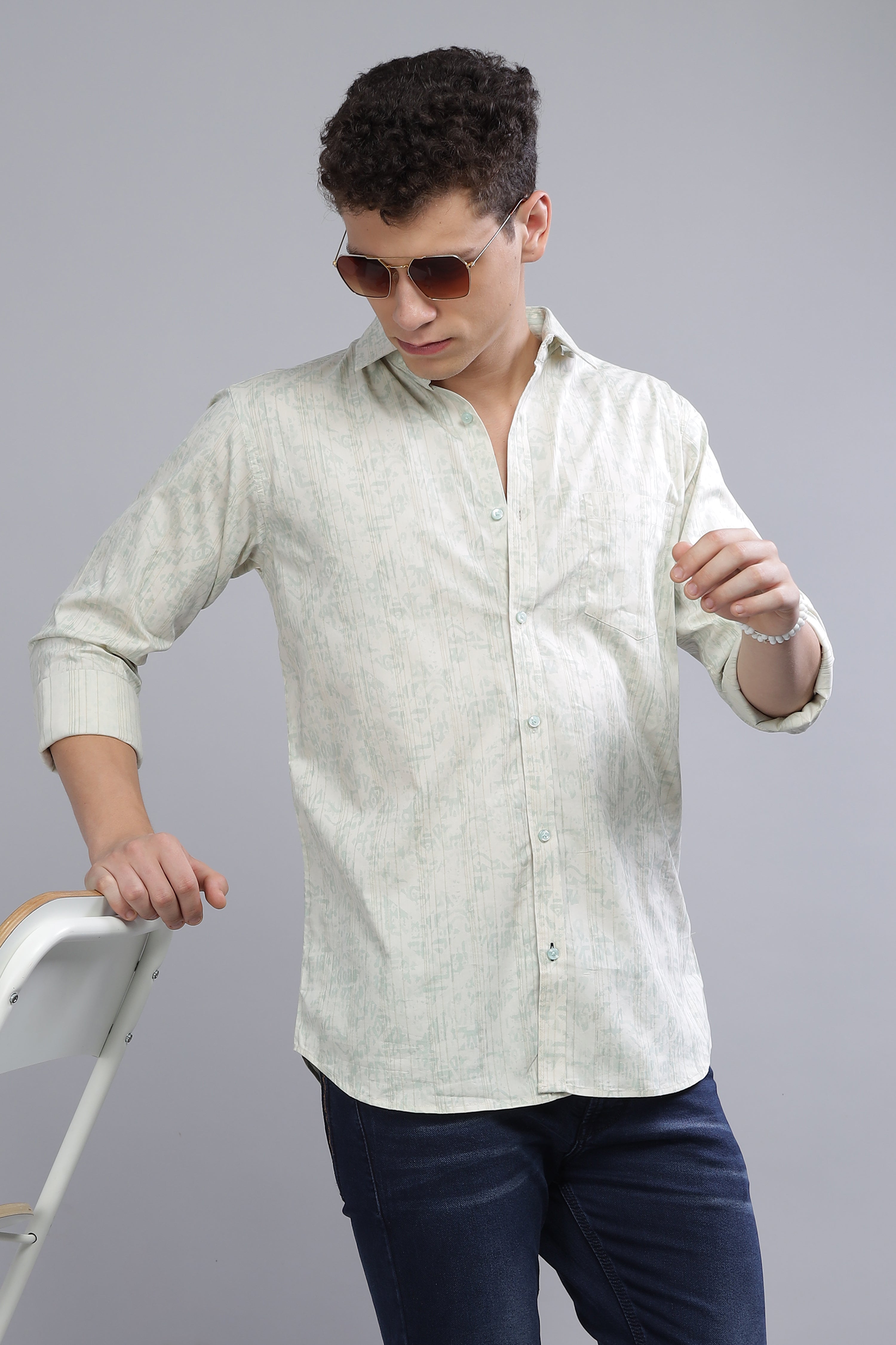 Beige Color Shaded Print Shirt