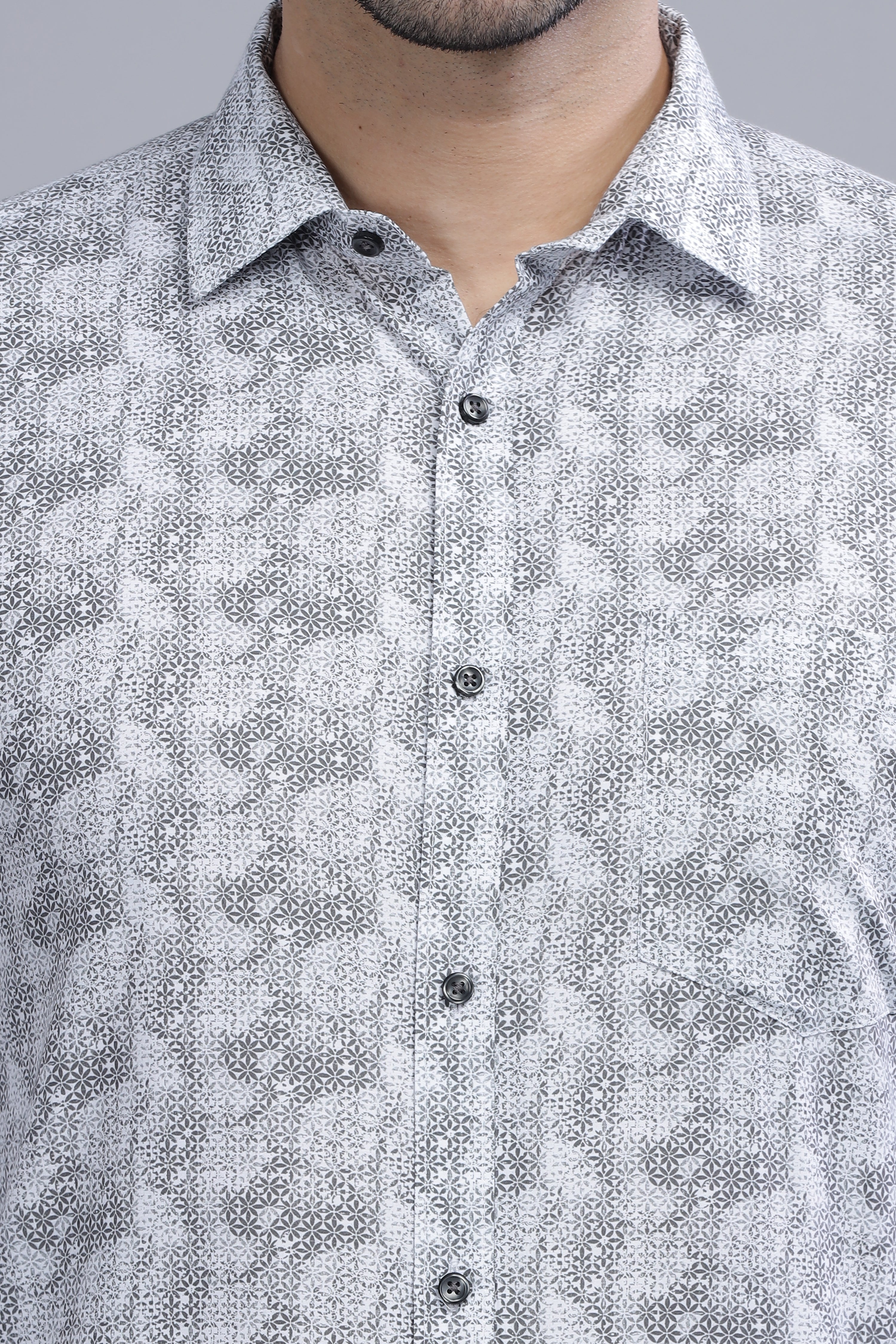 Grey Designer Printed Shirt