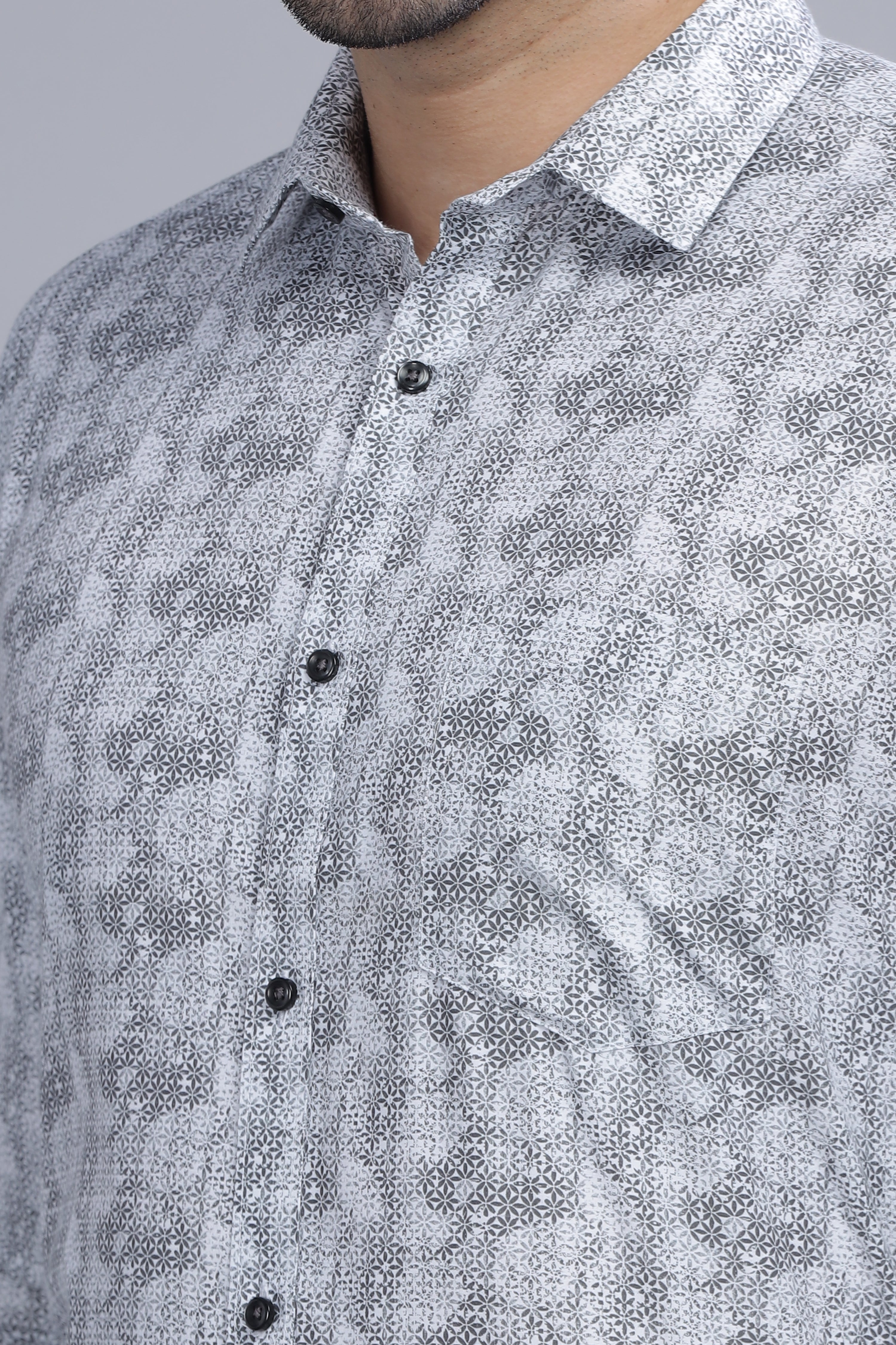 Grey Designer Printed Shirt