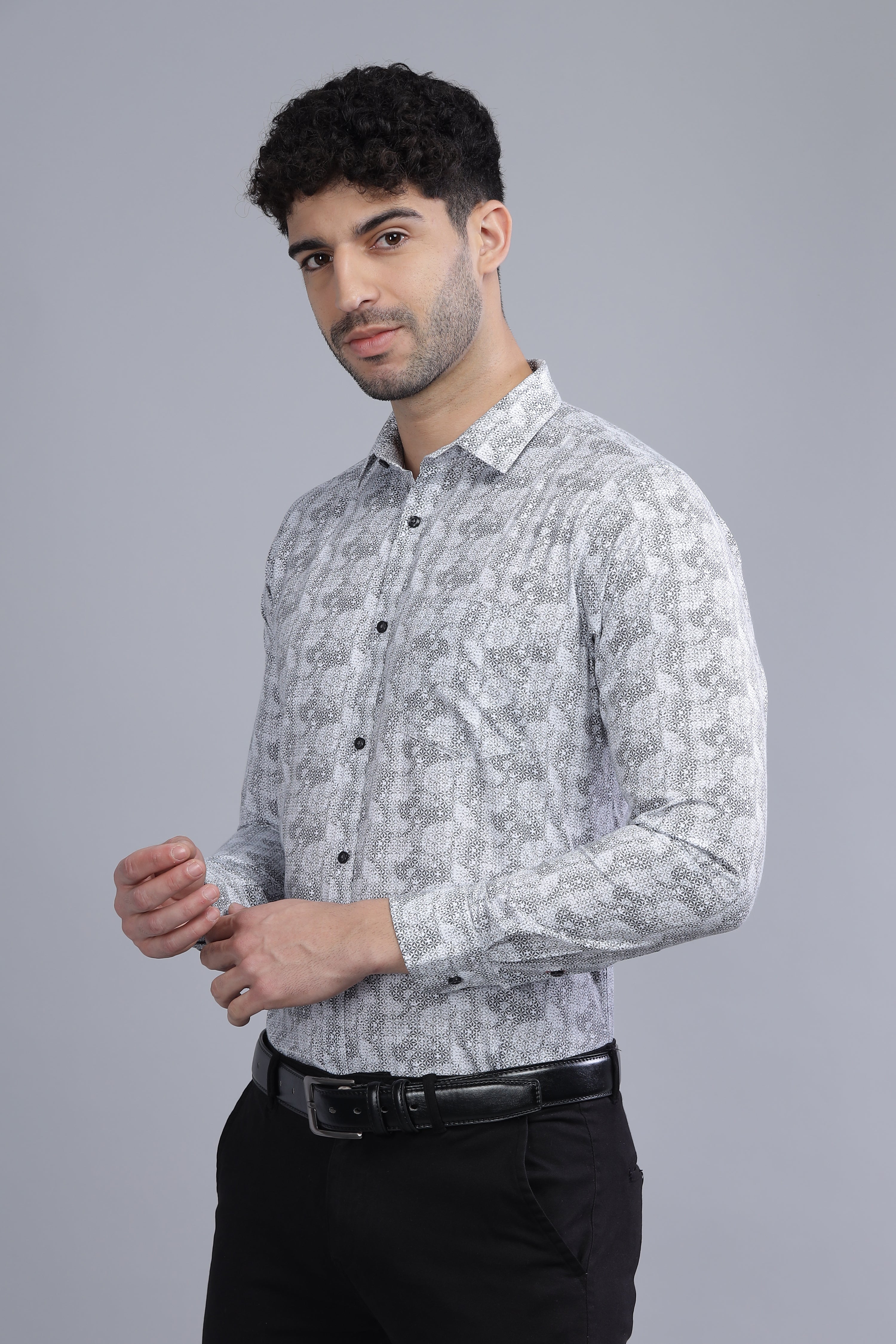 Grey Designer Printed Shirt