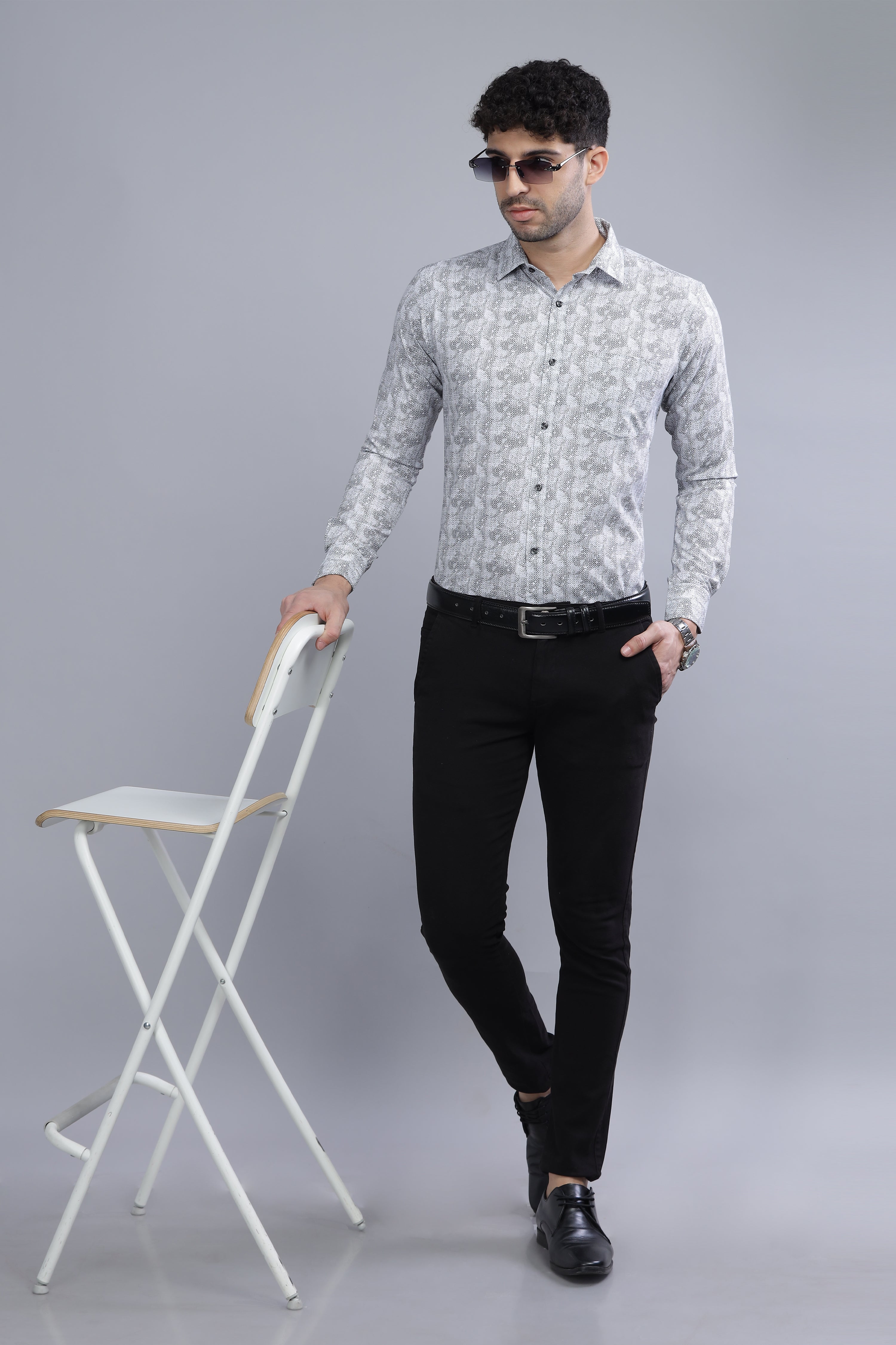 Grey Designer Printed Shirt