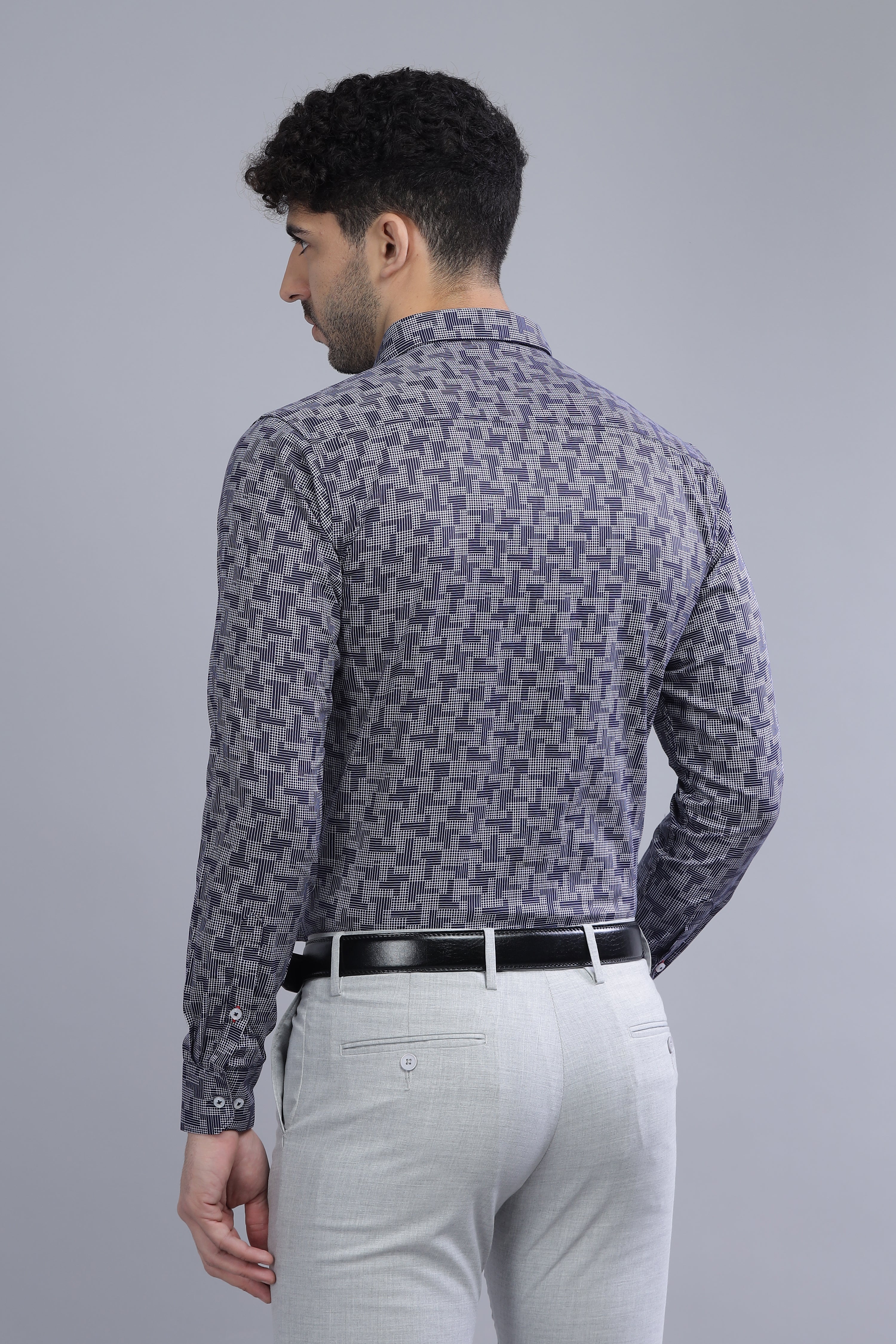 Cotton  Grey Printed Shirt